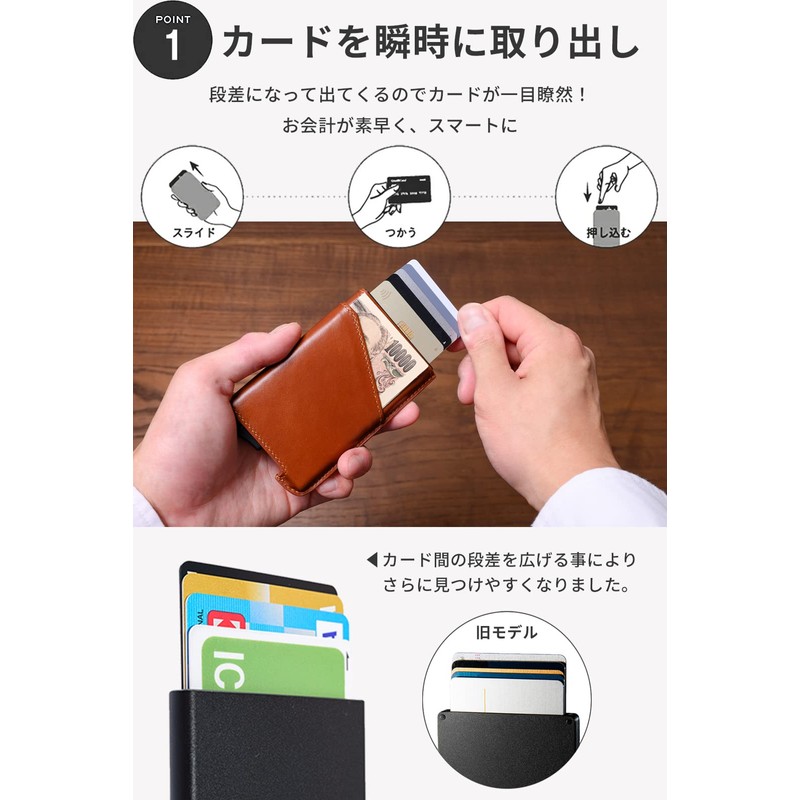 zepirion Quick Wallet 2 Leather Credit Card Case, Genuine Leather,