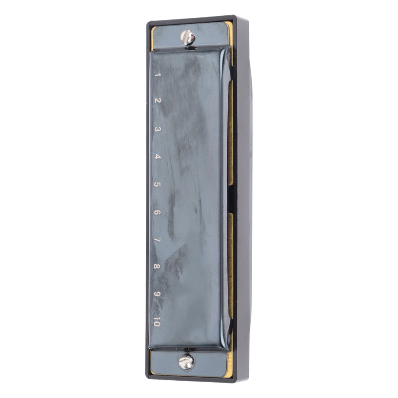 Black Harmonica C Key 10 Hole Blue Harp Stainless Steel