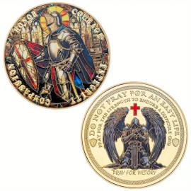 Brave Warrior Challenge Coin Guardian Angel Lucky Coin Gift with Armor Design