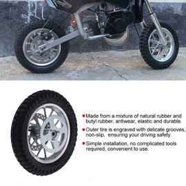 12.5x2.75in Rear Wheel Rim Tire with 12mm Bearing Assembly, Rear Wheel for 2 Stroke Mini Dirt Bike, Rubber Tire Brake Disc Rotor and Sprocket for Dirt Pit Bike (A (silver))