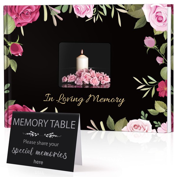 XKDOUS Elegant Funeral Guest Book for Memorial Service 7 x