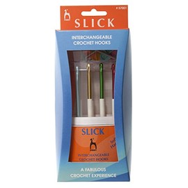 Pony Crochet Hooks Slick Anodised Aluminium Interchangeable Assorted Sizes, Multi-Colour, 9 x 5 x 22.5 cm