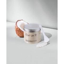 THE ACT Solid Coconut Body Butter – Organic Vegan Moisturizer with Shea & Almond Oils – Melts in Hands – Massage Balm for Dry Skin – Natural Skincare for Women & Men – 6 oz with Spatula