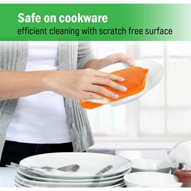 Miracle Microfiber Kitchen Sponge by Scrub-It - Non-Scratch Heavy Duty Dishwashing Cleaning sponges- Machine Washable- (Orange)