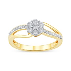 DZON Sterling Silver with Yellow Gold Plating 1/10 Ct TDW Diamond Promise Ring for Her