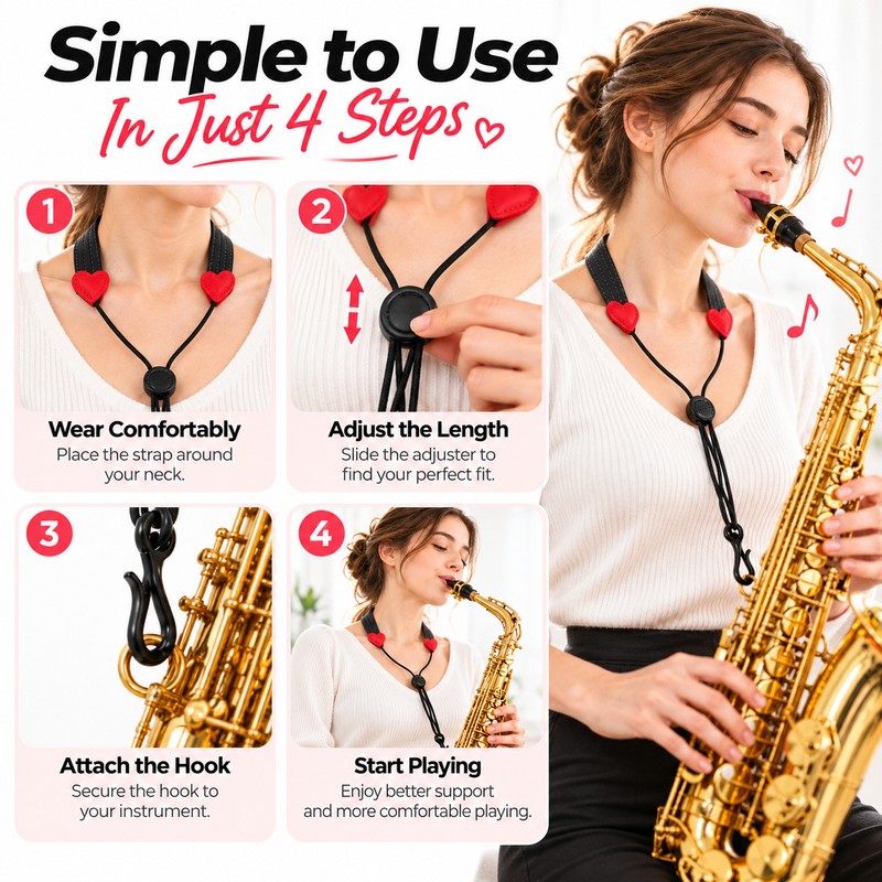 Adjustable Clarinet Neck Strap for Instrument Support – Soft Padded