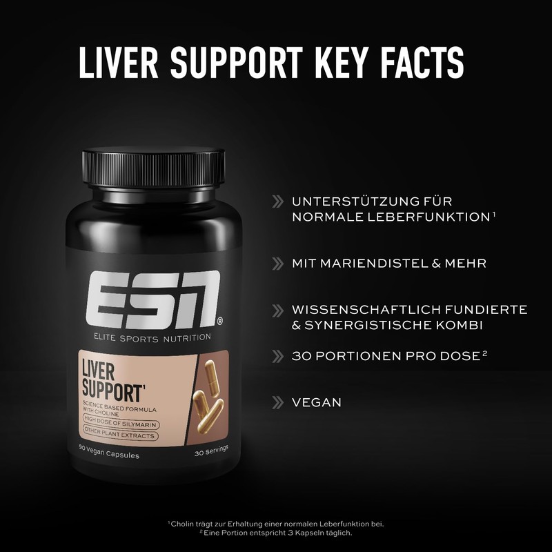 ESN Liver Support, 90 Kapseln, 30 Portionen, mit Pflanzenextrakten, Mariendistel,