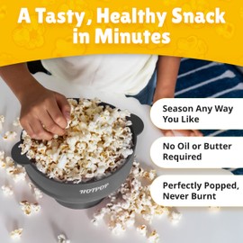 The Original Hotpop Microwave Popcorn Popper, Silicone Popcorn Maker, Collapsible Bowl BPA-Free and Dishwasher Safe- 20 Colors Available (Gray)