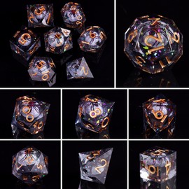 ORUZA 7 PCS Polyhedral DND Dice Spider Eyeball Resin Sharp Edge Dice D&D Dice Set for Dungeons and Dragons RPG MTG Role Playing Dice Set D20 D12 D10 D8 D6 D4
