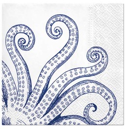 Blue Octopus Paper Luncheon Napkins 40pcs Naval Coastal Deco