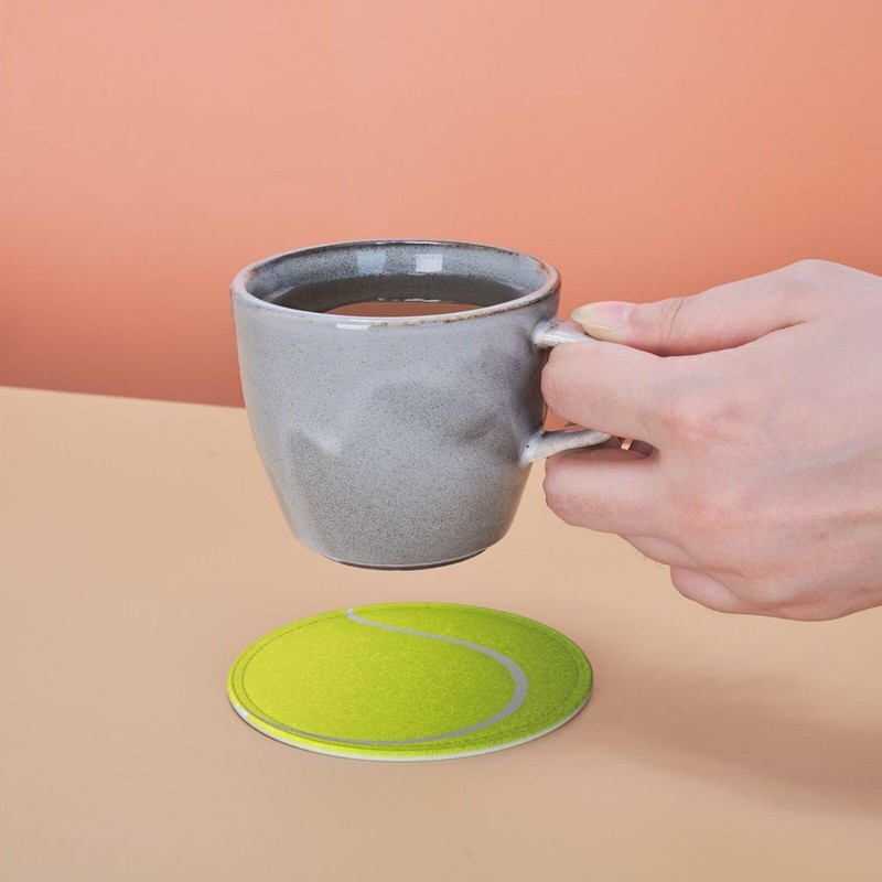 Tennis Ball Coasters for Drinks with Holder Round Leather Coasters