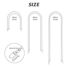 Bag Chain Wallet Key Chain Key Chain with Carabiner Trouser Chain for Handbag Silver Wallet Chain, silver