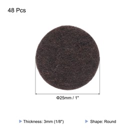 sourcing map 48pcs Felt Furniture Pads, 1 Inch Round Small Felt Chair Leg Floor Protectors Prevent Scratches for Furniture Hard Floor, Dark Brown
