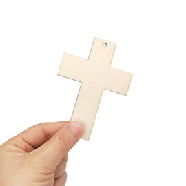 32 Pack Wood Cross Cutouts Small Wooden Crosses Hanging Ornaments DIY Cross Craft Gift Tags for Thanksgiving Christmas Home Party Decoration Craft Project
