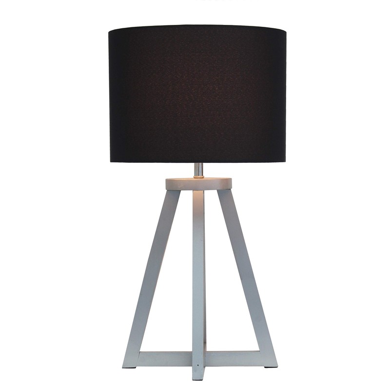 Simple Designs LT1069-GYB Interlocked Triangular Wood Fabric Shade Table Lamp,