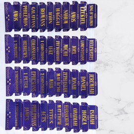 Laminate Bible Tabs for Men, Women, Him, Her, Husband, Wife Gold Foil Embossing Index Tabs, Journaling Supplies with 80 Tabs (66 Old and New Testament Tabs, 14 Blank), Easy to Read and Apply