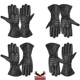 Hugger Affordable Unlined Classic Gauntlet Motorcycle Riding, Police, Driving Glove (XXX-Large, Black)