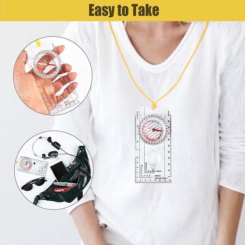 Shiwaki Navigation Compass, ABS Plastic, Adjustable Declination, Waterproof, Lightweight, Map