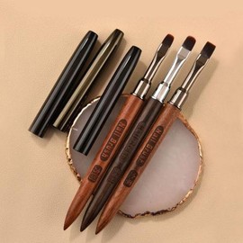 Other brands Nail Art Brush, Nail Art Wooden Handle Nail Brush + Cap Single Item 3-Piece Set - Funnybrush C-114 / 네일아트브러쉬 네일아트 우드손잡이 네일브러쉬+캡 단품 3종 - 퍼니브러쉬 C-114