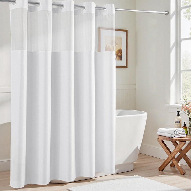 River Dream White Extra Long Shower Curtain or Liner with