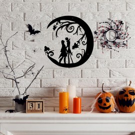 Eachave Christmas Decorations Metal Wall Art, Jack Skellington Wall Hanging Sign, Doorables Metal Hanging Sign for Christmas Home Decor