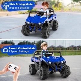 Costzon Kids Ride on Truck, 12V Battery Powered Electric Vehicle w/Remote Control, 3 Speeds, LED Lights, Music, MP3 & AUX Ports, Off-Road UTV Truck with Soft Start, Gift for Boys & Girls