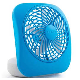 O2COOL Treva 5 Inch Battery Powered Fan Portable Desk Fan 2 Cooling Speeds with Compact Folding & Tilt Design Cubicle Accessories Small Portable (Blue)