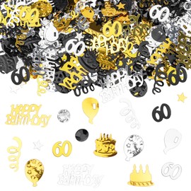 GoldRock Confetti 60th Birthday Decoration, 60th Birthday Decoration Confetti Gold Black, Table Decoration Birthday 60, Glitter Confetti Confetti Confetti Decoration Birthday Woman Man for Wedding
