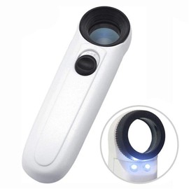 40X Handheld Magnifier Magnifying Glass Loupe Lens for Reading Jewelry Watch Repair Tool with 2 LED Light