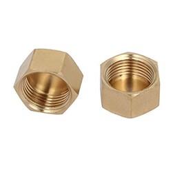 uxcell 3/8BSP Female Thread Brass Hex Head Pipe Cap Cover Fitting, for Garden and Outdoor Water Pipes Nozzle Joints, 2pcs