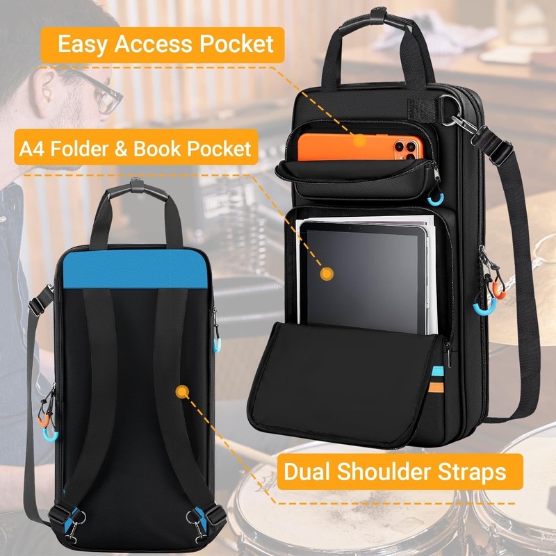 Yueidung Drumstick Bag, Drumstick Bag Holder with Handles and Detachable