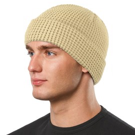 Kiiwah Beanie Hat Unisex Fishing Hat Beanie Warm Winter Hat Retro Trawler Beanie Short Knitted Hat Skull Cap Fisherman Beanie for Men and Women in Winter Autumn, brown, Unit size