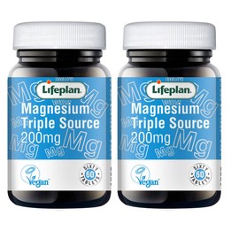 Lifeplan Magnesium 200mg Triple Source 2 x 60 Tablets