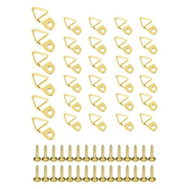 30pcs D Rings Picture Hanging,Small Photo Frame Hooks Hangers,Picture Photo Frame Hanging Hooks,Triangle Rings Picture Hanging Holder Canvas Hook Wall Bracket for Photo Frame Paintings Artwork(Gold)