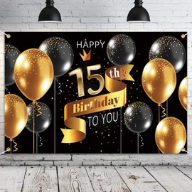 PAKBOOM Happy 88th Birthday Backdrop Banner - 88 Birthday Party Decorations Supplies for Men - Black Gold 3.9 x 5.9ft