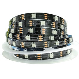 Tesfish WS2812B LED Strip IP65 Waterproof RGB Pixel Strip 5 m 5 V 5050 150 LEDs Black PCB Full Colour Individually Addressable Smart Light Strip for Advertising Decoration DIY Projects