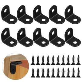 yeestone Small Angle Connector, 10 Pieces Metal Brackets, Yeestone Steel Angle Brackets, Stainless Steel Black Angle Brackets, 90 Degree with 20 Screws, Angle Iron for Wood, Table, Chair, Bookcase 20