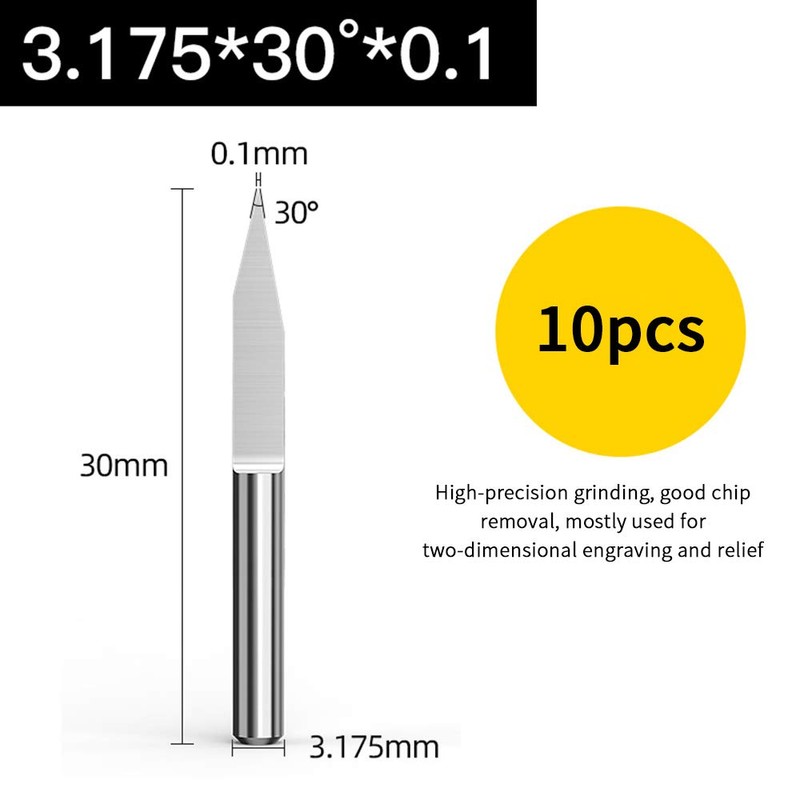 30 Degree V Groove Bit,0.1mm Carbide PCB Engraving Router Tool,Tungsten