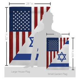 Breeze Decor American Israeli Bandera de Israel Banner Bracket Set Flag Wooden Poles for Outside House Wood Stand Outdoor Garden Wall Tapestry Sign Grandma Gifts Home, Jewish Decorations Made in USA