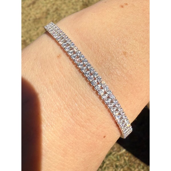 Harlembling Real 925 Sterling Silver Micro Two Row 4.5mm Tennis