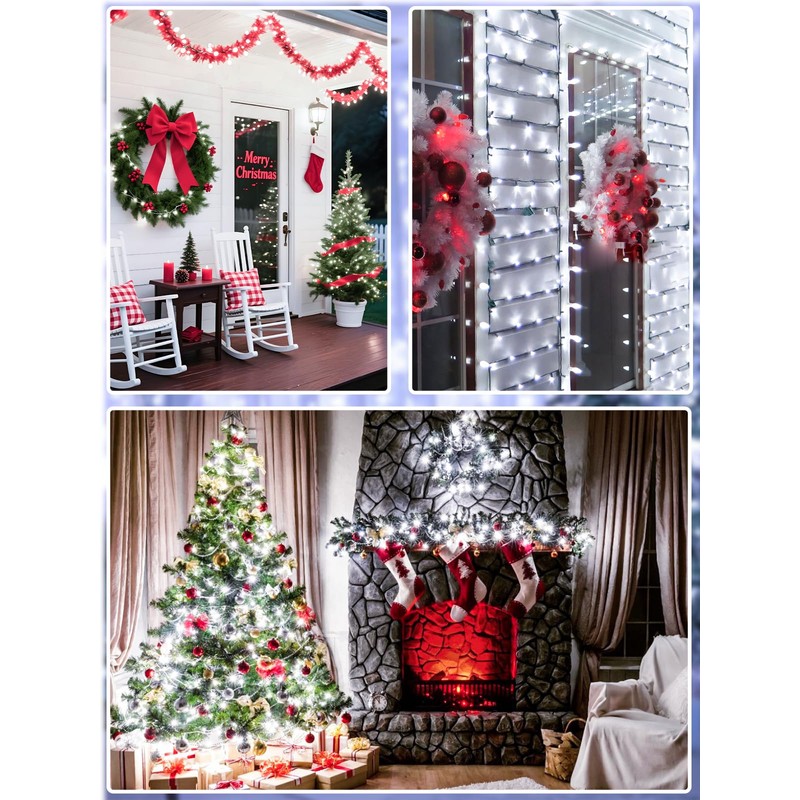 YIQU White 82FT 200 LED Christmas String Lights Outdoor/Indoor (Extendable