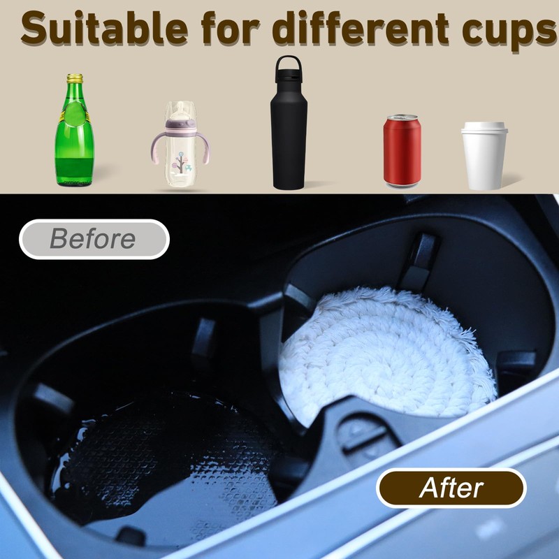 3.8in Boho Car Coasters for Cup Holders, 2PC Cup Coasters