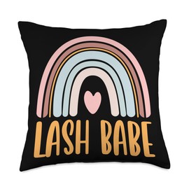 Lash Babe Lash Tech & Lash Stylist Quote Artist Technician Rainbow Lash Babe Throw Pillow, 18x18, Multicolor