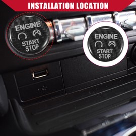 Hihaha Carbon Fiber Pattern Engine Start Button Cover Trim for Ford for Mustang/Inner Push Start Stop Button Sticker/Durable Polyurethane / 1 Pcs Black