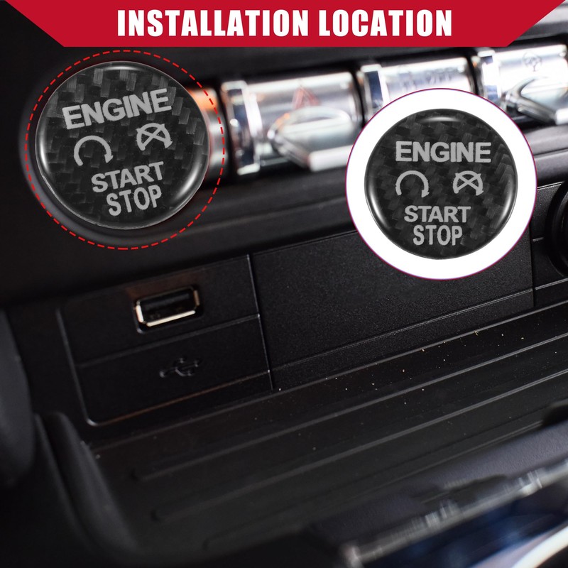 Hihaha Carbon Fiber Pattern Engine Start Button Cover Trim for
