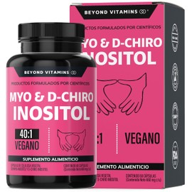 Inositol 40:1 | Myo y D-Chiro Inositol Puro | 45 días | Vitaminas para mujer | Suplemento Alimenticio Beyond Vitamins | Vegano | 60 cápsulas
