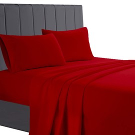 AATH COLLECTION Egyptian Cotton Flat Sheets, 200 Thread Count Single, Double, King, Super King Flat Bed Sheets, Soft & Fade Resistant (Single, Red)
