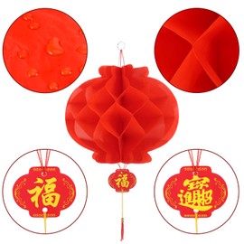 Bememo 20 Pieces Chinese New Year Red Paper Lanterns Thickened Encryption Chinese Hang Lantern Decorations (12 Inch)