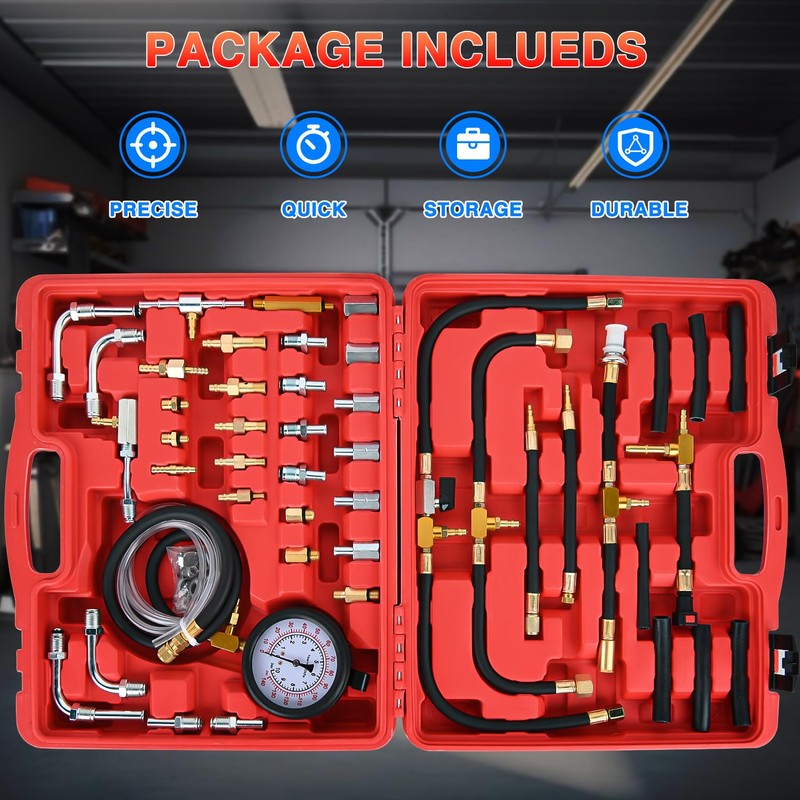 GOOACC Fuel Injection Pressure Tester Kit - 0-140 PSI Gasoline