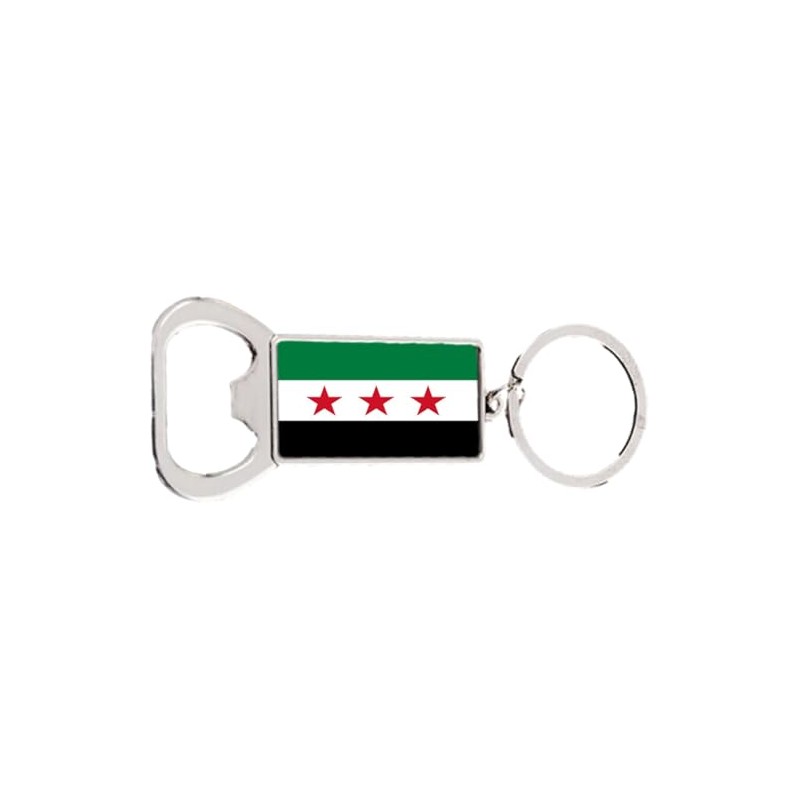 Syria Rebel Rectangle Bottle Opener Metal Keyring and Velvet Gift